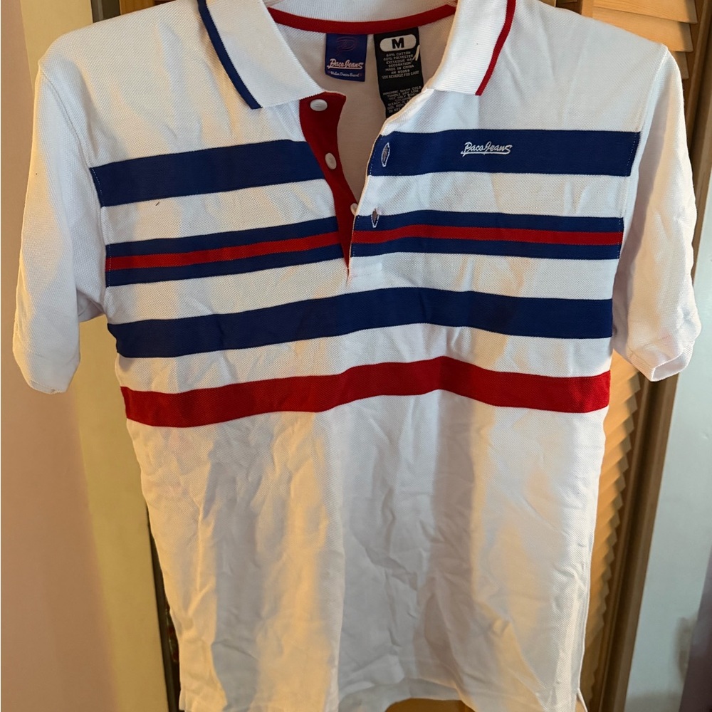 Blue and Red Striped Men’s Polo Shirt